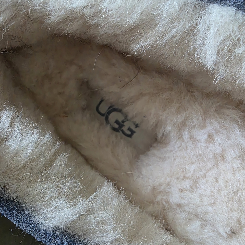 UGG Blue Suede Slippers with Cream Lining - Picture 3 of 6